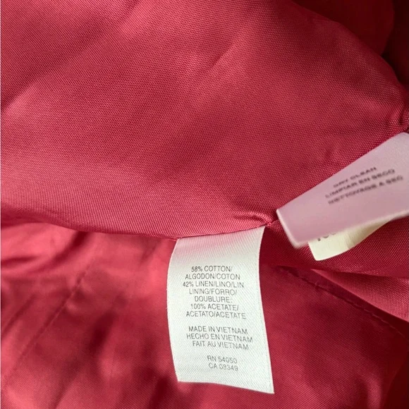 Anne Klein structured pink linen blend one button blazer size 12. - Picture 9 of 11